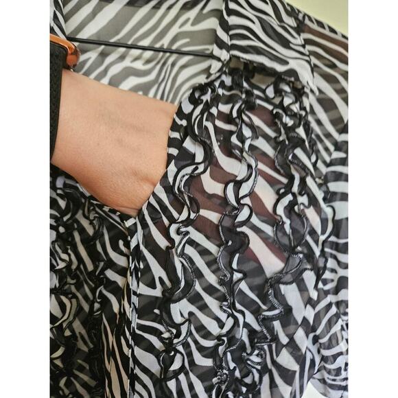 Style and Co. Women's Sheer Button Down Belted Blouse 18W Plus Zebra Print - Picture 6 of 7